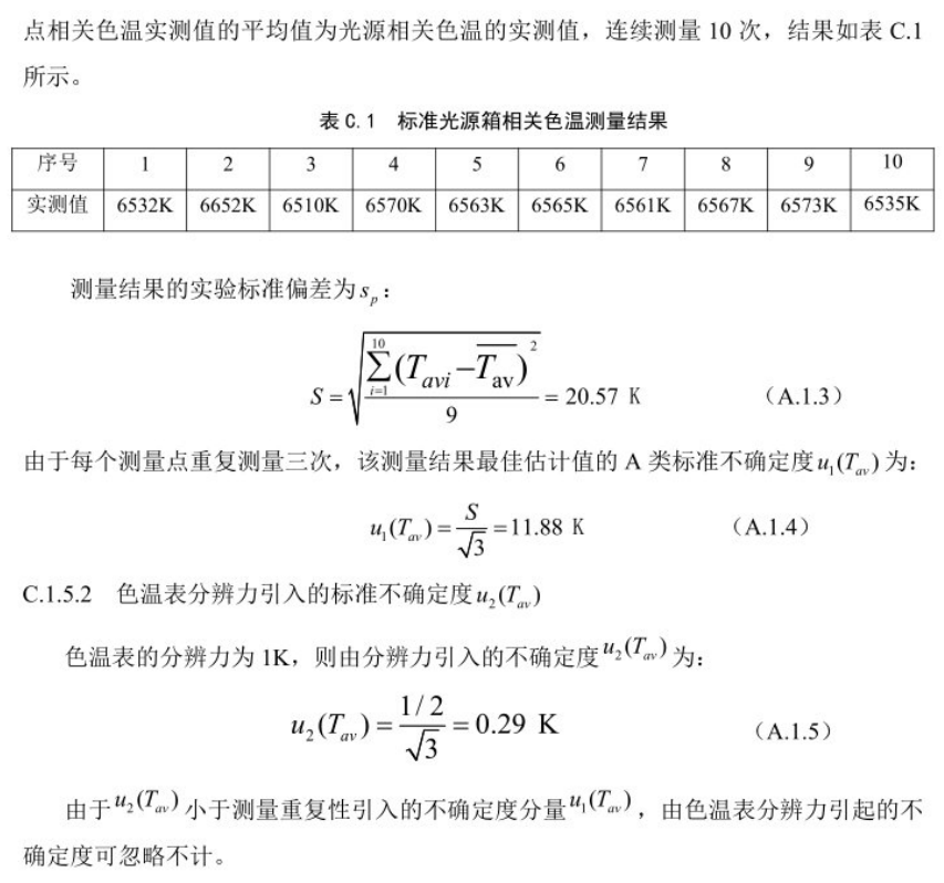 標(biāo)準(zhǔn)光源箱相關(guān)色溫測量不確定度的評定3